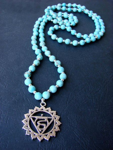 Turquoise and Vishuddha Chakra Pendant, Necklace